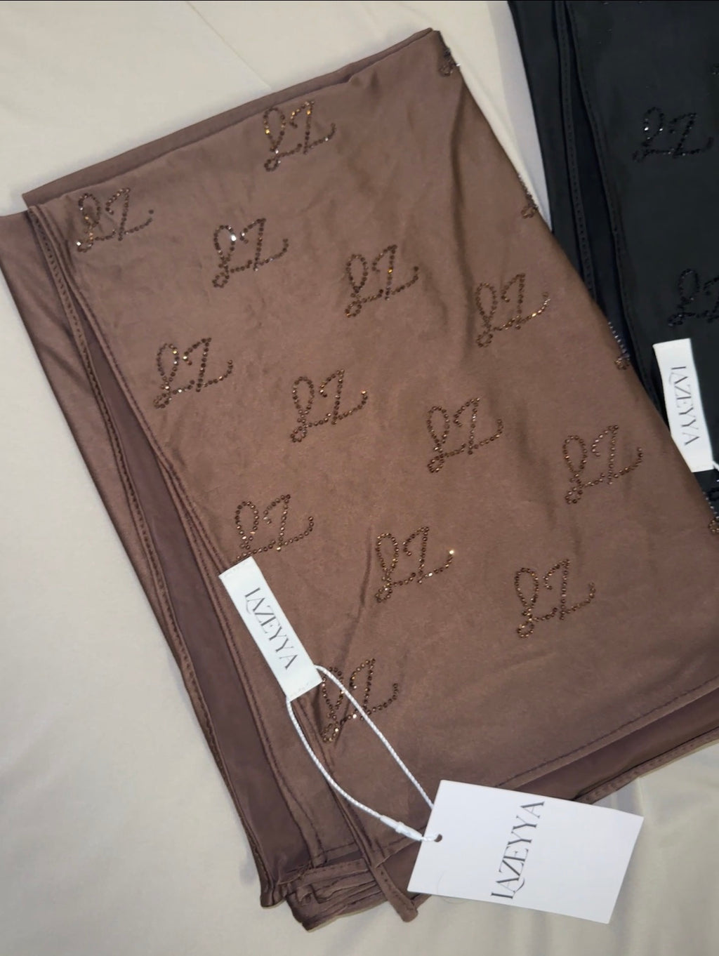 Chocolate brown | Rhinestone liquid jersey hijab